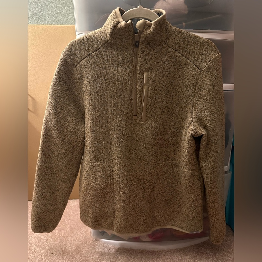 Figs Women's Tan Zip-Up Sweater